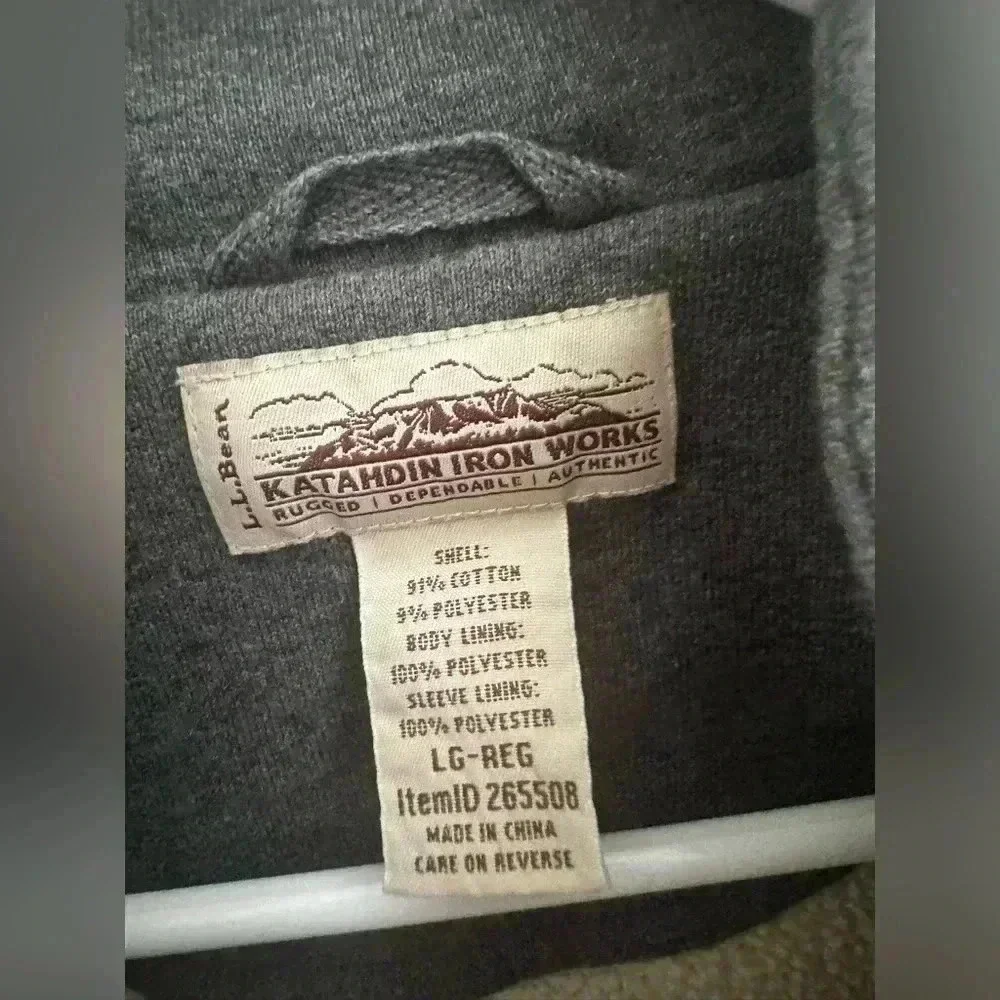 L.L. Bean Katahdin Iron Works Sherpa Lined Full Zip Sweatshirt